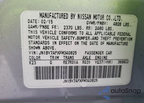 2015 Infinity Q50 z USA, uszkodzony, nr VIN JN1BV7APXFM340825